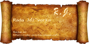 Rada Jávorka névjegykártya